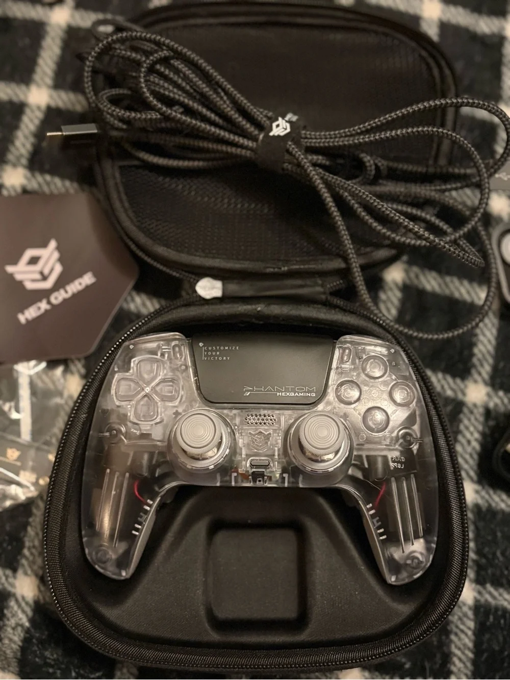 HEXGAMING PHANTOM Controller with Case , Charging Cable & Joysticks Aiming Rings